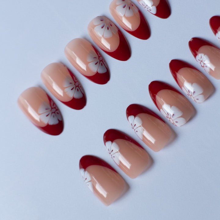 Artistic Floral French Tip Nail Art