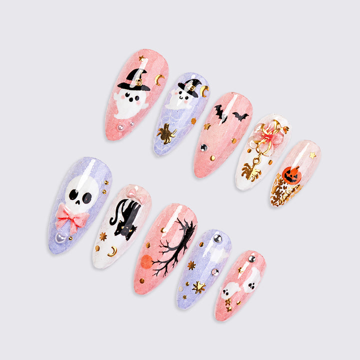 Halloween Artificial Nail Set with Creative, Spooky Designs Kalsten