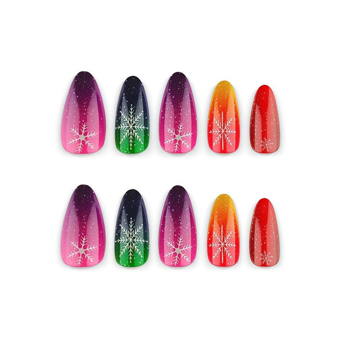 Artificial nails with snowflake motif in glitter finish Kalsten