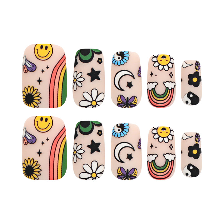 Artificial nail art with colorful motifs and creative decor Kalsten