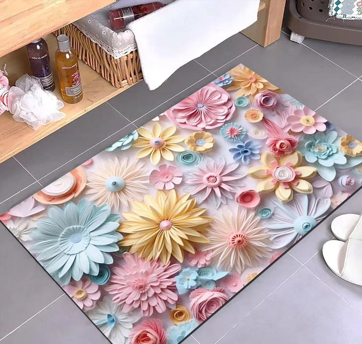 Luxurious Floral Design Bath Mat