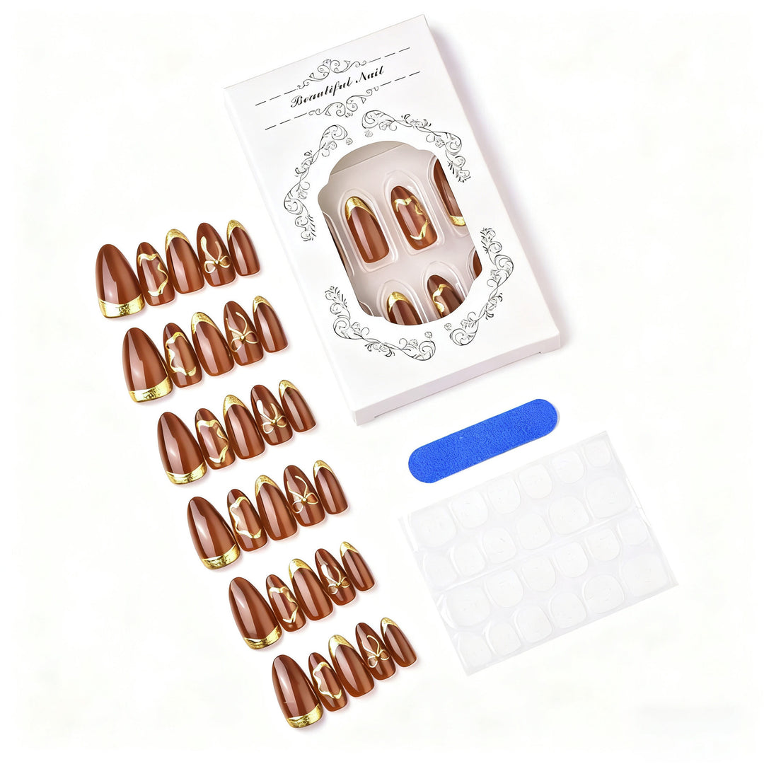 Elegant artificial nails with gold accents Kalsten