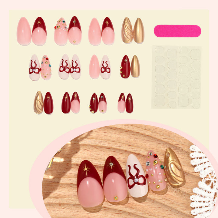 Festive Holiday-Themed Press-On Nail Art Set Kalsten 1790636398