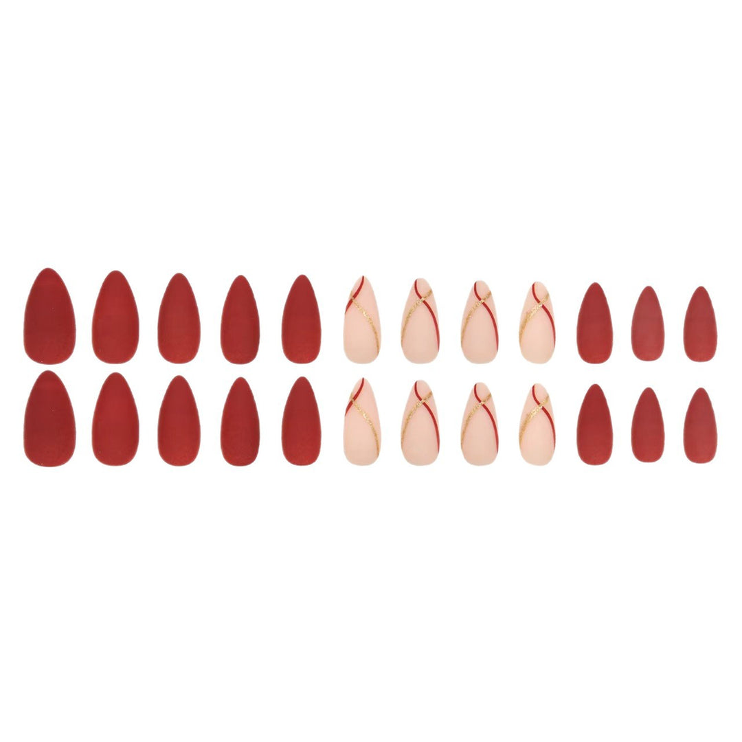 Matte Almond-Shaped Nail Art Enhancements