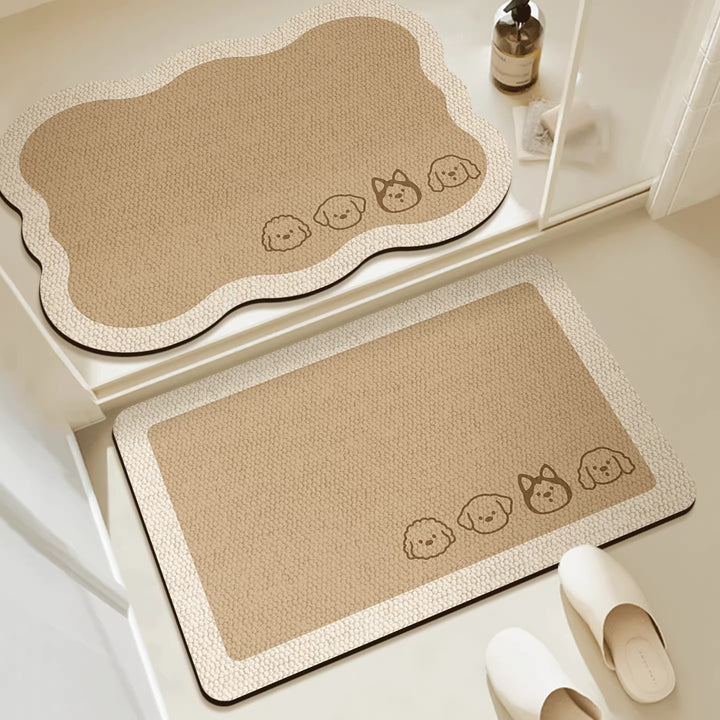 Cartoon Dog-Illustrated Entryway Mat for Home