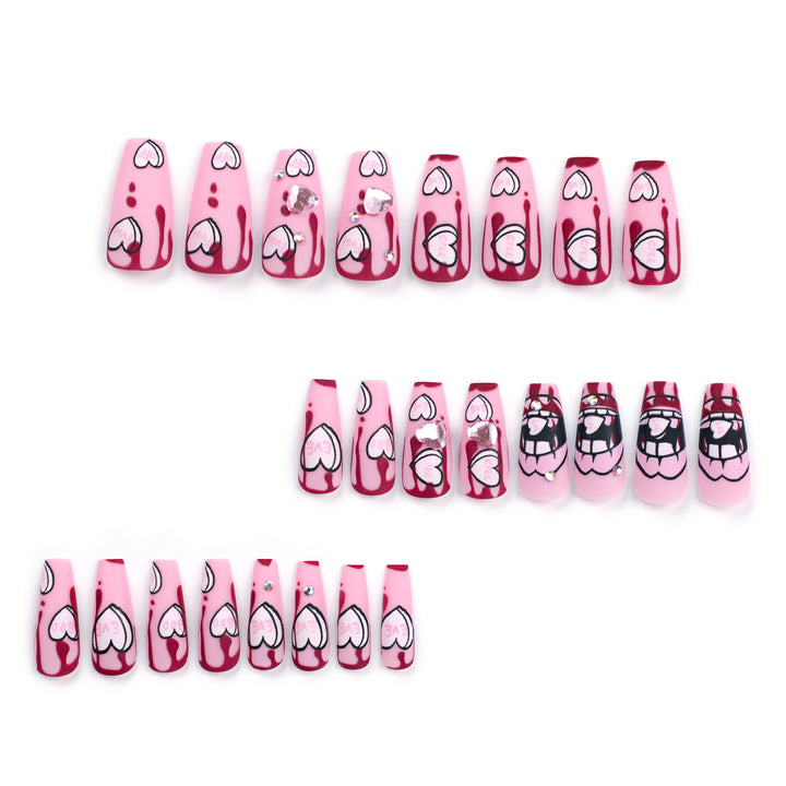 Artful stiletto nails with hearts and glitter accents Kalsten