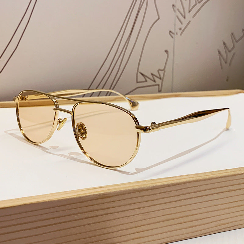 Ladies fashionable pilot sunglasses with elegant gold frame Kalsten
