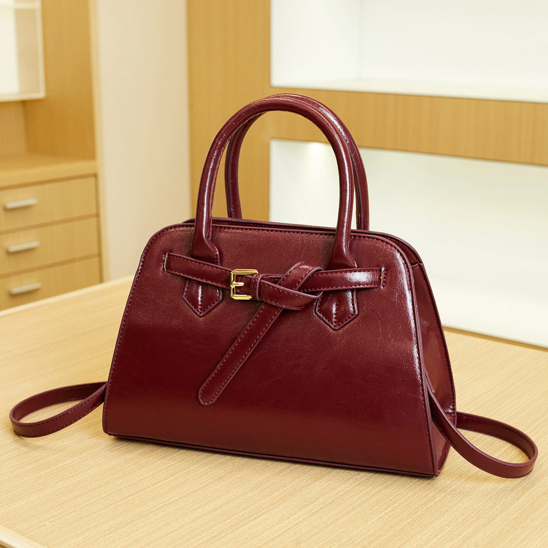 Elegant Leather Handheld Satchel