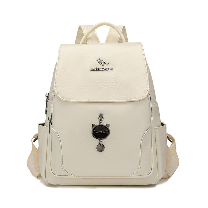 Cute Cat-Themed Leather Backpack Kalsten