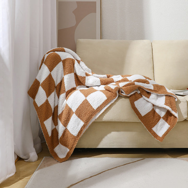 Soft Plush Checkerboard Throw Blanket Kalsten