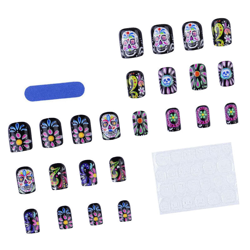 Artistic Sugar Skull Nail Art