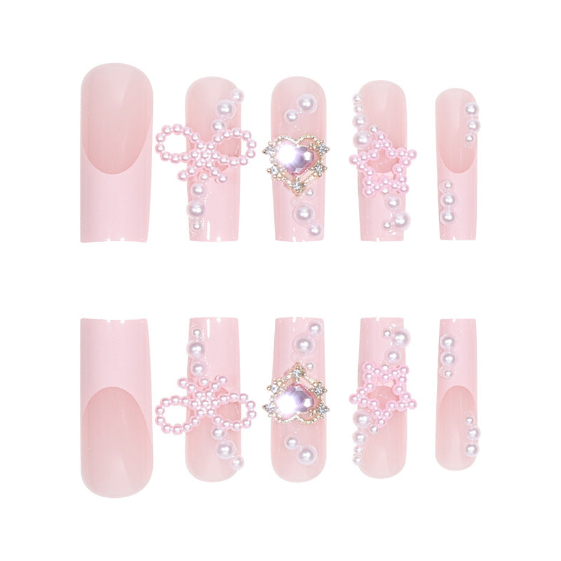 Decorative Crystal and Pearl Stiletto Press-On Nails Kalsten