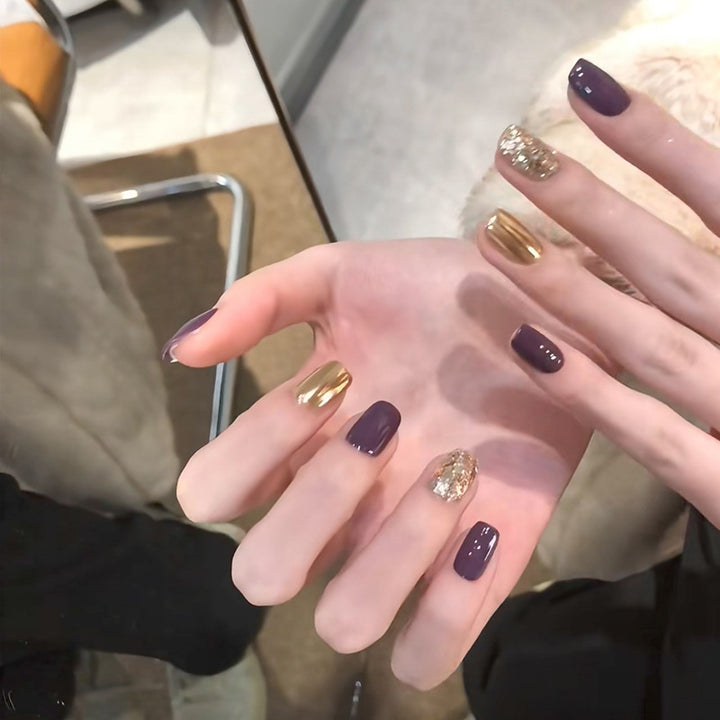 Stylish Press-On Nail Set with Elegant Glitter Accents Kalsten