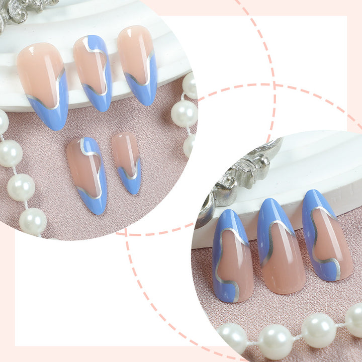 Artistic Press-On Nail Set with Modern Abstract Design kalsten