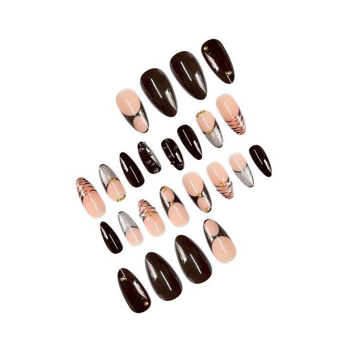 Artistic Stiletto Press-On Nail Art with Butterfly Accents Kalsten