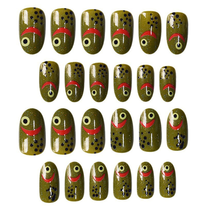 Fashionable Matte Finish Press-On Nails with Metallic Stripes Kalsten