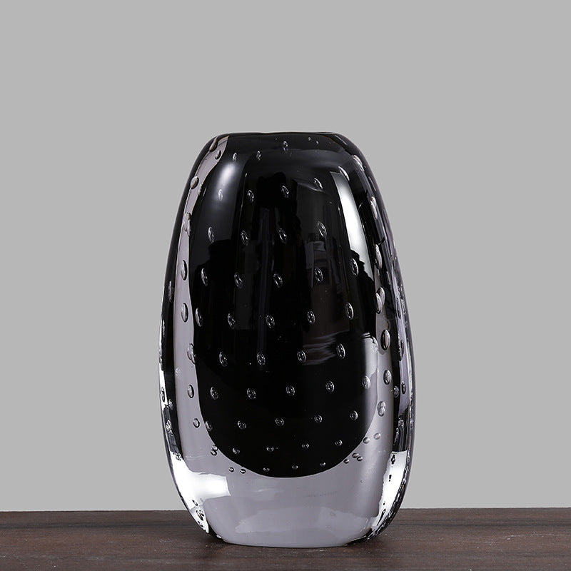 Handblown Encased-Bubble Sculptural Glass Vase Kalsten
