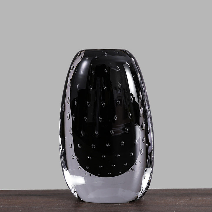 Handblown Encased-Bubble Sculptural Glass Vase Kalsten