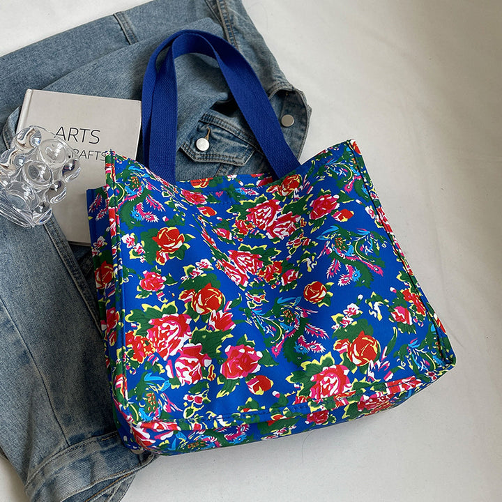 Floral Print Reusable Canvas Tote Bag