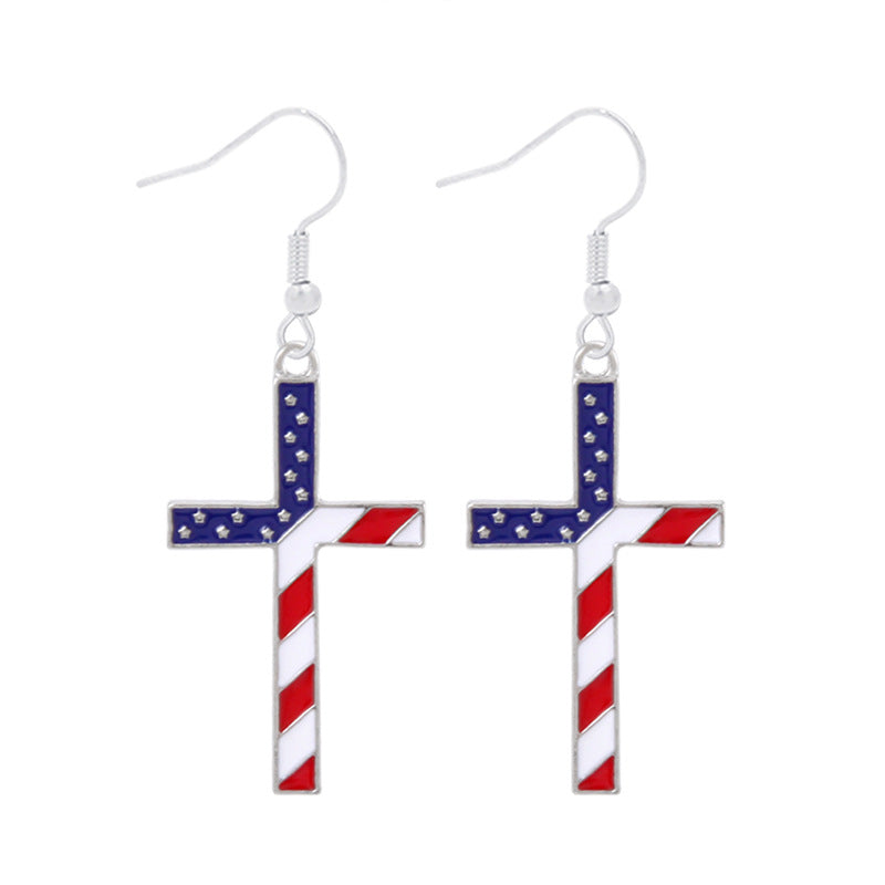 Women's lightweight star earrings with enamel flag design and fishhook Kalsten