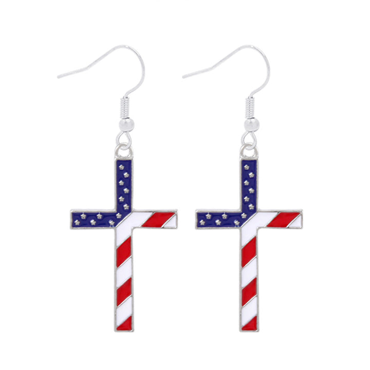 Women's lightweight star earrings with enamel flag design and fishhook Kalsten