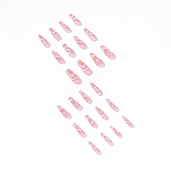 Artificial nail extensions with elegant wave design Kalsten