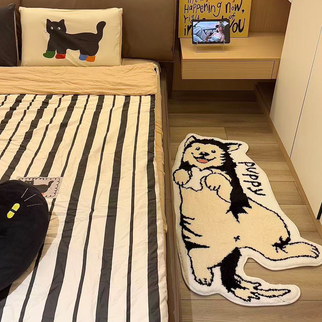 Cute Dog-Shaped Plush Bath Mat