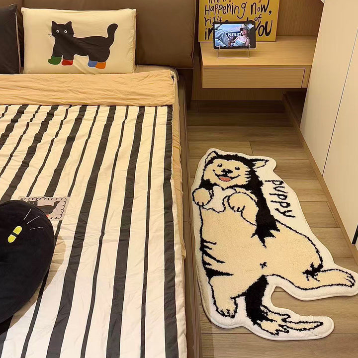 Cute Dog-Shaped Plush Bath Mat