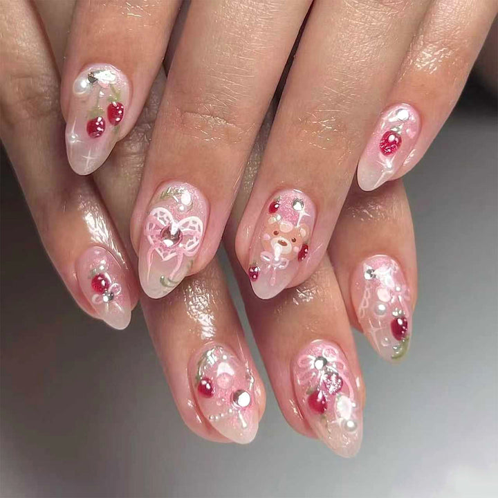 Elegant Hand-Painted Press-On Nails Set