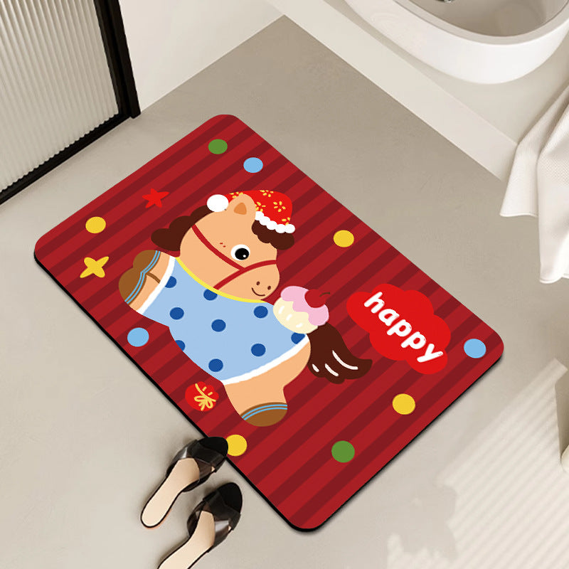 Playful Horse-Themed Memory Foam Bath Mat Kalsten