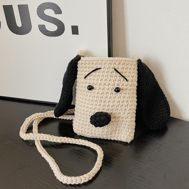 Cute Dog-Themed Crochet Crossbody Bag