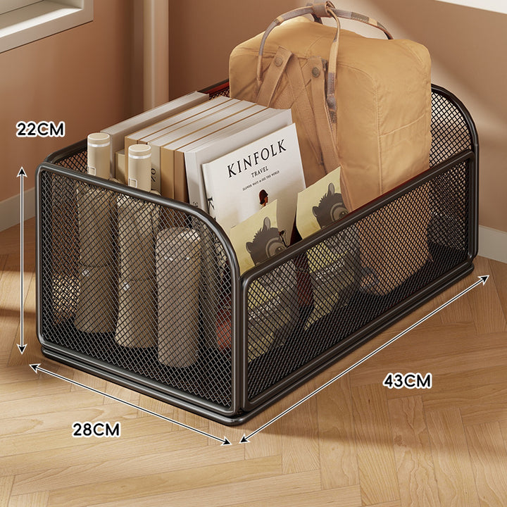 Rolling Mesh Storage Basket with Locking Casters