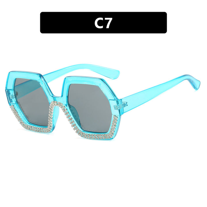 Women's extravagant sunglasses with hexagonal frame and rhinestone accents Kalsten