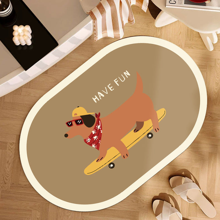 Playful Cartoon Dog-Themed Area Mat