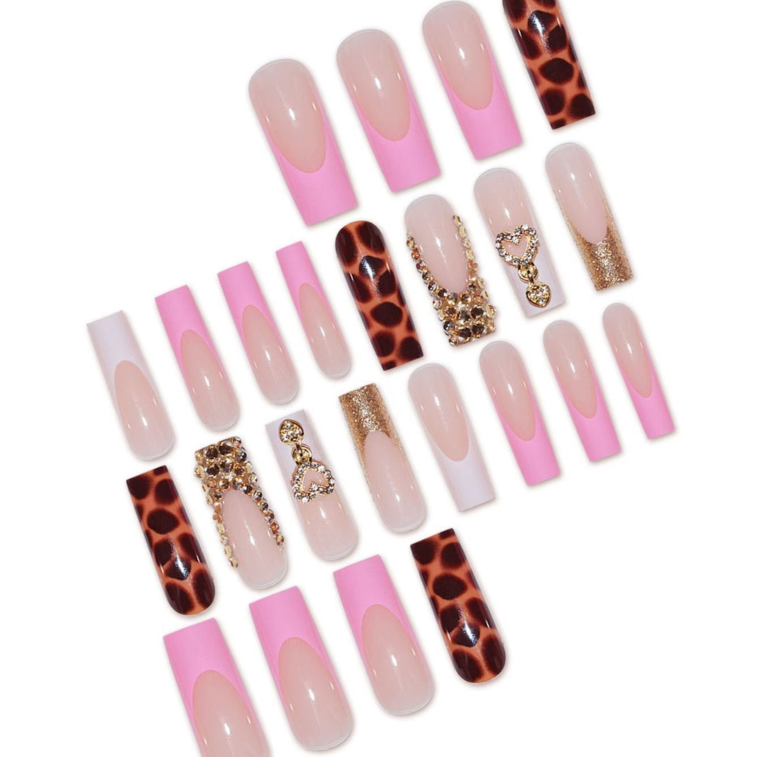 Glamorous Decorative Long Press-On Nails with Metallic Accents Kalsten
