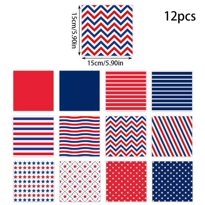 Unisex patterned party napkins made of paper with star and stripe designs Kalsten