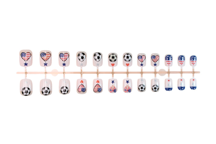 Artificial nail set with creative football and heart designs Kalsten