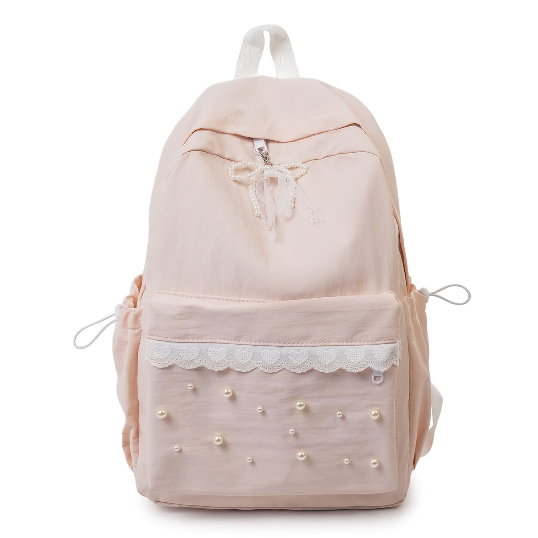 Decorative Pearl-Embellished Backpack kalsten