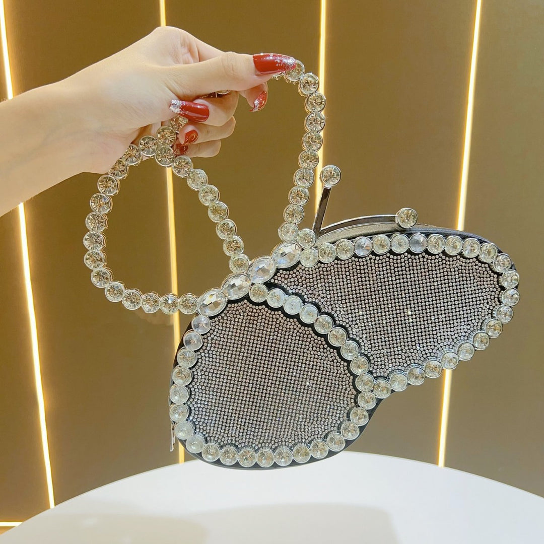 Butterfly-Shaped Rhinestone Evening Clutch