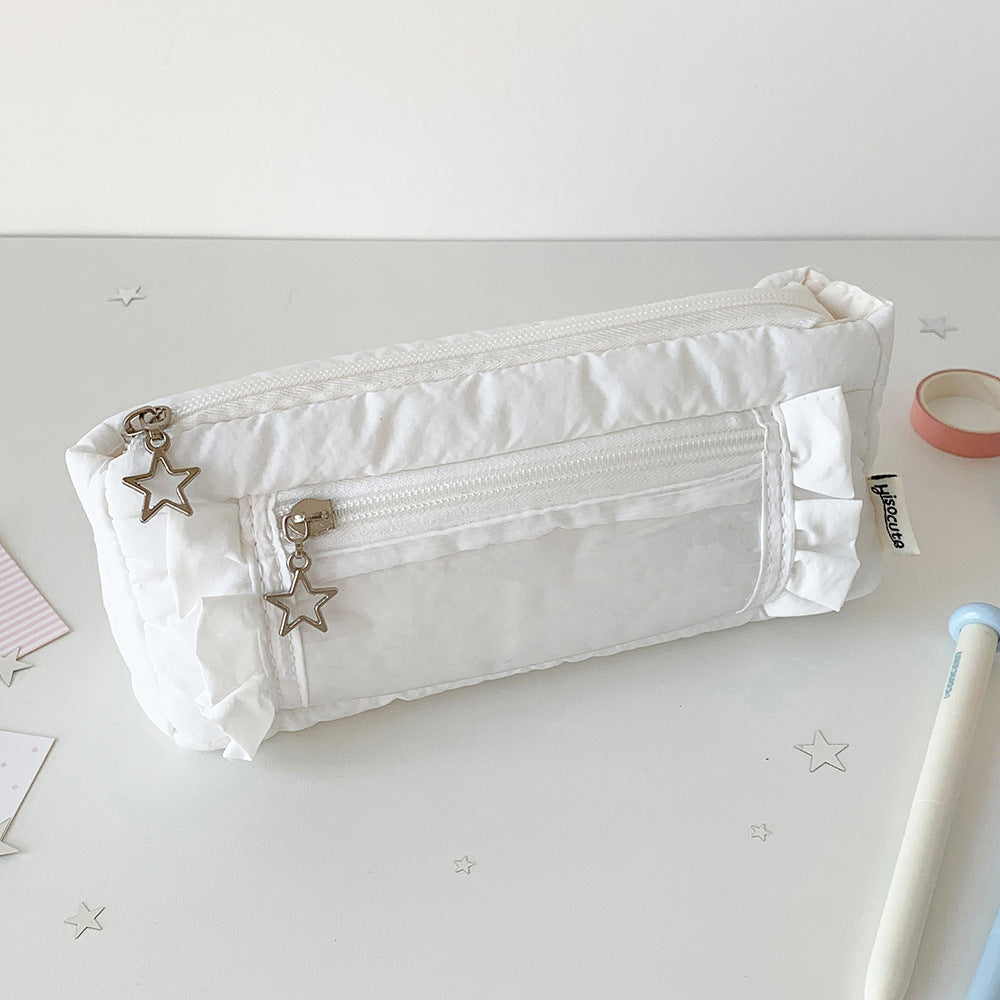 Star-Embellished Cosmetic Pencil Case