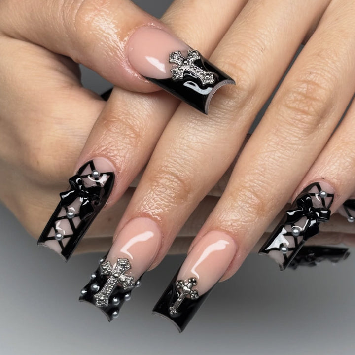 Gothic Elegance Long Nail Art Extensions Kalsten
