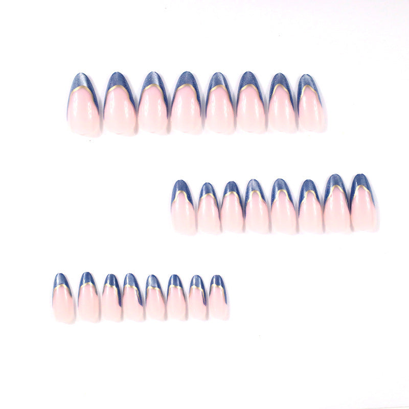 Elegant French Tip Blue Ombre Nail Enhancements Kalsten
