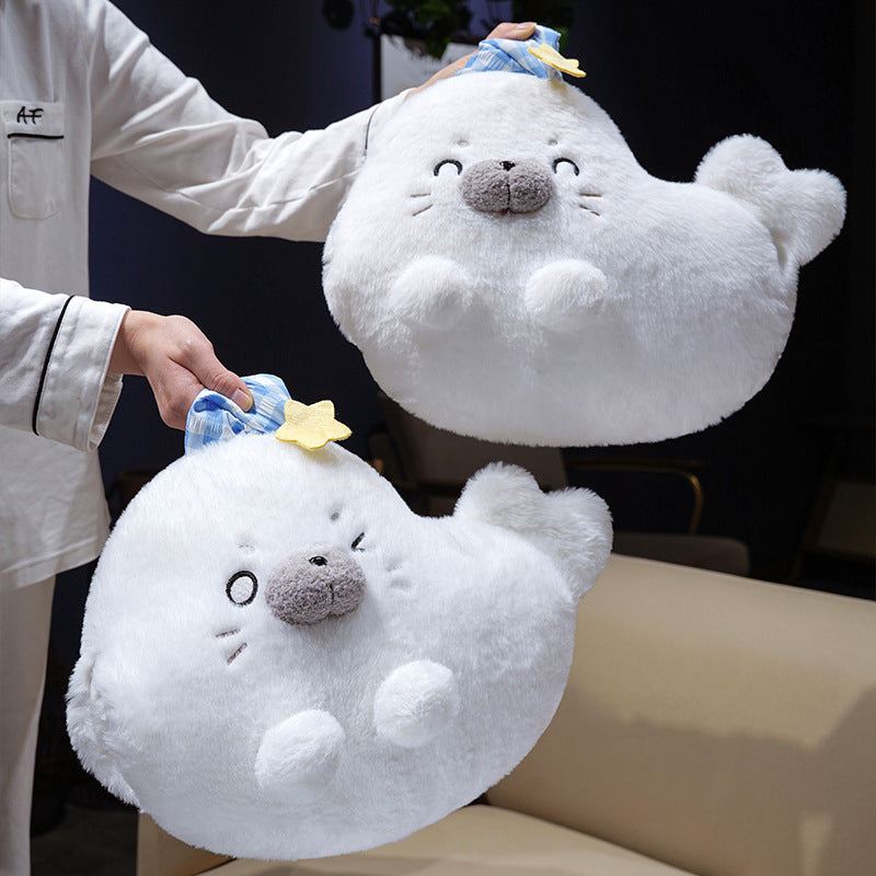 Soft Seal Plush Toy Cuddly Pillow with Portable Microfiber Blanket