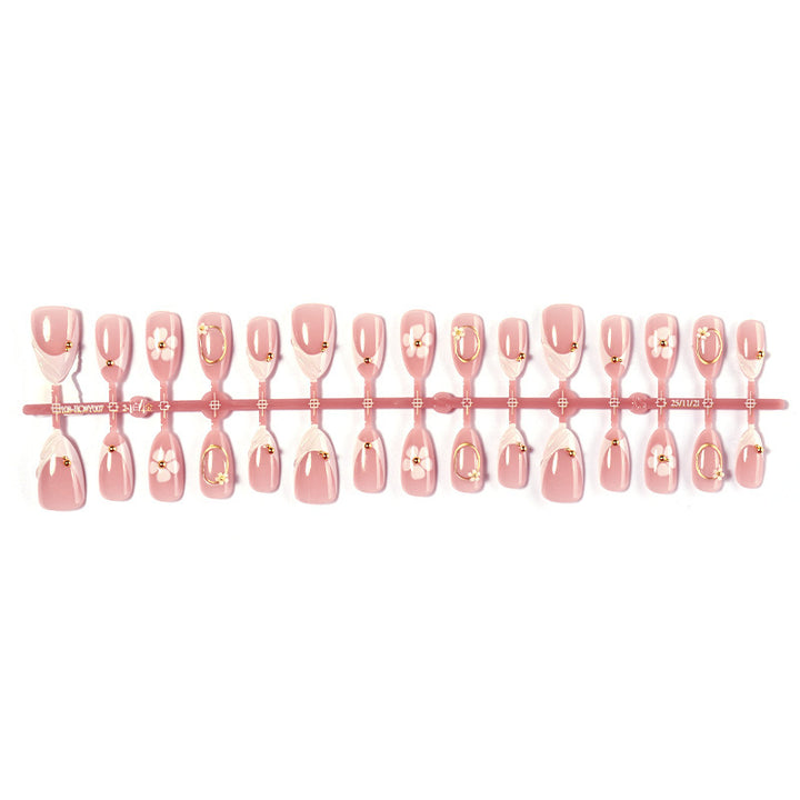 Artificial nail set with elegant flower and glitter accents Kalsten