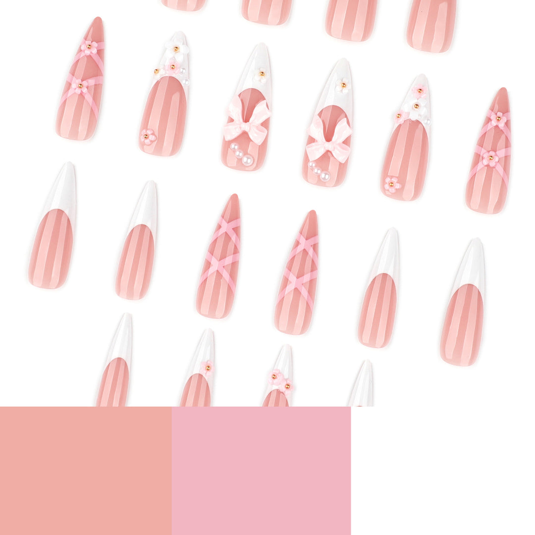 Artful Nail Art with Romantic Bows and Flowers Kalsten