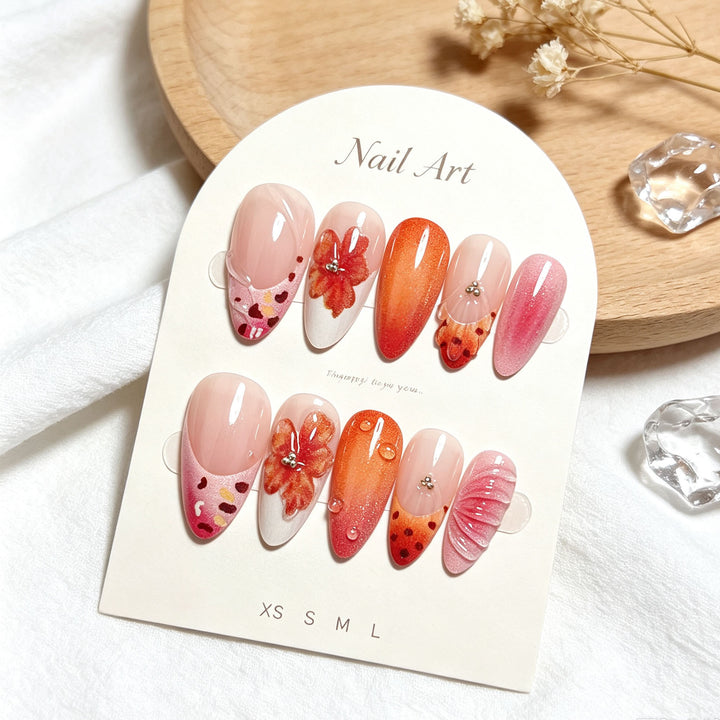 Premium Floral Press-On Nail Set