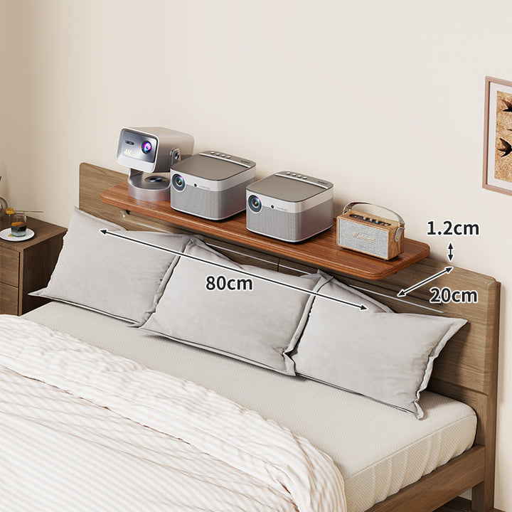 Wall-Mounted Slim Floating Headboard Shelf with Rounded Corners and Concealed Brackets