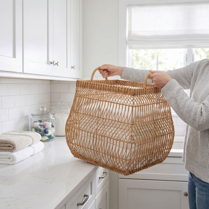 Playful storage basket made of handwoven wicker Kalsten