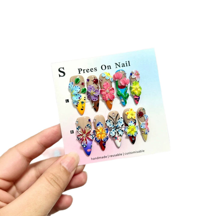 Artistic Floral Press-On Nails Set  1791773317