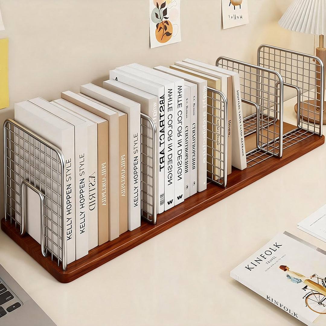 Mesh Wire Desk Book Organizer Multi-Compartment Grid Divider